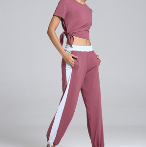 Ensemble de survêtement pour femme tendance, imprimé animal blanc, bandes latérales, tenue décontractée et sportive, manches longues, pantalon à cordon de serrage, deux pièces - Product Image 2