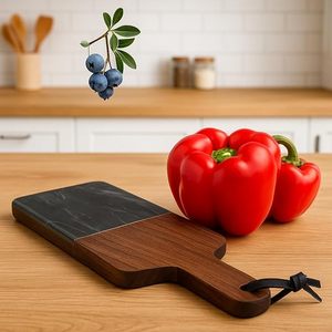 Planche à découper en bois artisanale avec poignée |   Planche à découper multifonctionnelle pour légumes, fruits, fromage, pain, viande | - Product Image 4