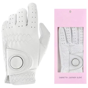 Gant de golf en cuir Cabretta blanc respirant pour droitier, unisexe, avec fermeture à bouton, emballé dans une boîte - Product Image 1