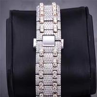 Automatische Mechanische Iced-Out-Uhr Lieferant Hip-Hop-Uhr Diamant Exportqualität Silber Moissanit Runder Brillantschliff VS1