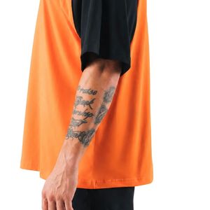 Camiseta Raglán Extra Grande Naranja y Negra para Hombre, Cuello Redondo, Algodón Premium, Ropa Casual de Moda Urbana - Product Image 4