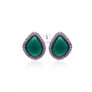 Nuevos Pendientes de Plata Oxidada con Diamantes Americanos y Piedras Preciosas Verdes, Joyería de Moda para Mujer - Product Image 2