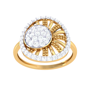 แหวนเพชรทองคำขาวทรงกลุ่มหรูหรา ดีไซน์เรขาคณิตสง่างามสำหรับผู้หญิง เครื่องประดับชั้นดี ของขวัญวันครบรอบ - Product Image 1