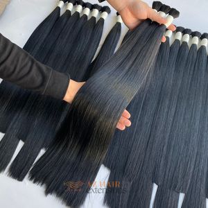 Extensions de cheveux humains en vrac vietnamiens vierges non transformés Super Double Drawn Full Cuticle Aligned Straight Style Remy Hair - Product Image 1