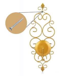 Porte-bougie mural en or pour bougies piliers, décoration élégante en métal suspendu pour salon et chambre à coucher - Product Image 3