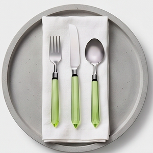 Ensemble de couverts de qualité supérieure, manche vert en os, tête en acier inoxydable poli miroir, design élégant pour restaurant, fête et hôtel - Product Image 1