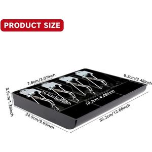 Tiroir-caisse de remplacement pour caisse enregistreuse avec 4 compartiments billets et 3 compartiments pièces, avec clip pour tiroir-caisse - Product Image 6