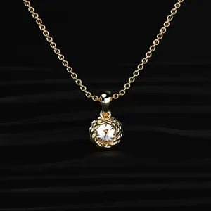 Pendentif solitaire en diamant taille ronde avec monture torsadée en or, diamant de laboratoire pour femme, clarté VVS-VS et certifié IGI - Product Image 5