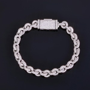 Chaîne de bijoux sertie de diamants, bracelet hip hop en zircon pour homme, accessoires tendance, personnalisation possible - Product Image 1