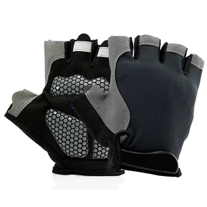 Breathable Half <b>Finger</b> Neoprene Cycling Gloves Hook Loop Closure Black Gray Mesh Palm Protection <b>Bike</b> Riding Winter Use - Product Image 1