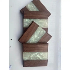 Custom Wooden Resin Coasters with Holder Contemporary Design Eco-Friendly Heat Resistant for Dining Kitchen Tabletop Protection - Product Image 4