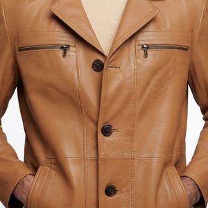 Manteau en cuir véritable pour homme, imperméable, écologique, style urbain, pour l'hiver, avec fermeture frontale, vêtement d'extérieur tendance - Product Image 5