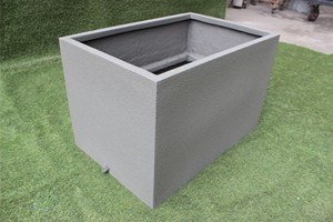 Classic Grey <b>Rectangular</b> Flower <b>Pot</b> Dotted Texture Outdoor Floor Garden Planter Minimalist Style Durable Lightweight Fiberglass - Product Image 3