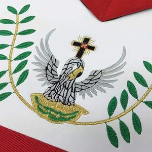 Ensemble tablier, manchettes et collier de 18e degré de la Rose Croix Maçonnique, broderie machine, haute qualité, Loge Bleue - Product Image 2