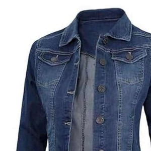 Women's Cropped Blue <b>Denim</b> <b>Jacket</b> Casual Fashion Cotton Button Front Jean Coat OEM ODM Private Label Wholesale Supplier - Product Image 6