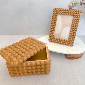 Boîte de rangement décorative noire perlée, organisateur de bijoux fait main, boîte à souvenirs de luxe avec motif de perles rondes en relief, tendance - Product Image 2