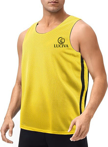 Uniformes de Baloncesto Personalizados Premium - Chaleco Sublimado Amarillo y Negro Unisex Transpirable sin Mangas - Product Image 5