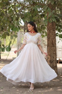 Último verano elegante vestido clásico tela elegante Chinon hilo trabajo largo fiesta traje especial indio paquistaní ropa - Product Image 3