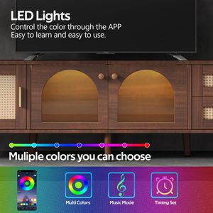 Mobile TV da 70 Pollici con Luci LED Controllabili da App, 2 Cassetti e Porta in Vetro, Centro di Intrattenimento per TV fino a 80 Pollici - Product Image 6