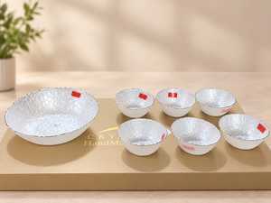 Tazón de Vidrio Ecológico con Borde Dorado, Diseño Martillado y Boca Inclinada, Multifuncional para Frutas y Aperitivos - Product Image 6