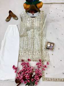 Traje Salwar Rojo de Diseñador para Mujer con Dupatta – Conjunto de Kurta Tradicional Indio para Fiestas - Product Image 5