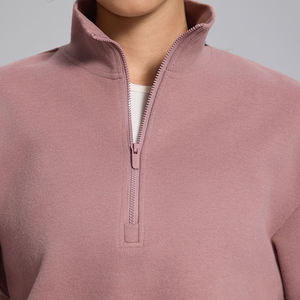 Sudadera con media cremallera de alta calidad para mujer, de manga larga, cuello alto, lisa, de algodón, para otoño, estilo deportivo, fabricada a medida - Product Image 3