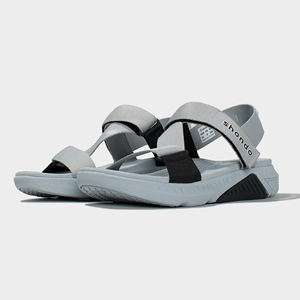 Sandalias Casuales Grises con Detalles Negros, Estilo Punta Abierta para Mejorar la Postura, Vietnam - Product Image 1