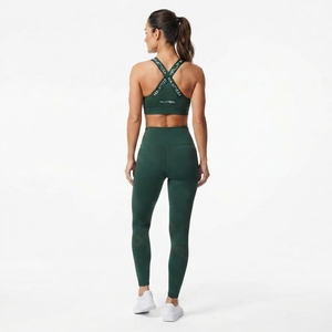 Conjunto Deportivo Personalizado para Mujer, Sujetador Deportivo Verde, Leggings de Cintura Alta, Ropa Deportiva para Gimnasio, Fitness, Yoga - Product Image 4