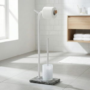 Étagère Black friday de Taiwan, fabricant de stockage domestique, MDF marbre grain rouleau de papier toilette porte-papier avec brosse - Product Image 1