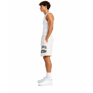 Shorts de sport décontractés pour hommes en coton 100% écologique, respirants, séchage rapide, avec cordon de serrage, effet vieilli - Grande Vente - Product Image 3