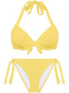 Solid Colour Women's Two Piece Bikini Set Sexy Underwire Summer Swimsuit <b>V</b> Neck Cut out Lace Up Mid Rise Bathing Suit Beach Wear - Product Image 2