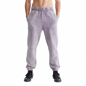 Pantalones Deportivos de Lona con Lavado Ácido Vintage para Hombre, Ropa Casual de Calle, Uso Diario, Corte Holgado, Cintura Media, Algodón, Servicio OEM Personalizado - Product Image 1