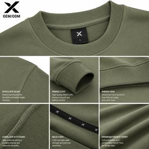 Sweat-shirt à col rond pour homme X Sports City, couleur unie, design minimaliste, 100% coton, tissu French Terry, coupe classique, vêtements d'automne, OEM ODM - Product Image 5