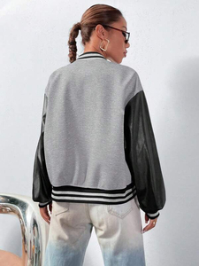 Veste de baseball courte premium pour femme, style universitaire, décontractée, 100 % laine, cuir, coupe-vent, respirante, vente en gros OEM - Product Image 2
