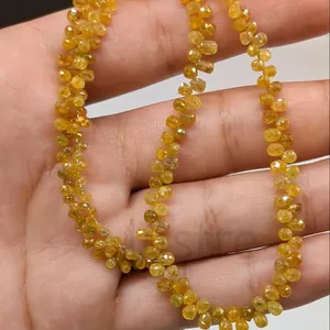 Diamante amarillo de grado AAA, corte briolette cuadrado, piedra facetada natural de primera calidad, brillante, 2.5-3.5mm, para fabricación de joyería, suministro al por mayor de fábrica. - Product Image 6