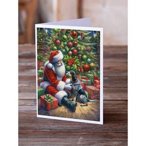 Bluetick Hound Père Noël Cartes de vœux Pack de 8 cartes de note vierges A7 fantaisistes avec enveloppes Taille 5x7 - Product Image 2