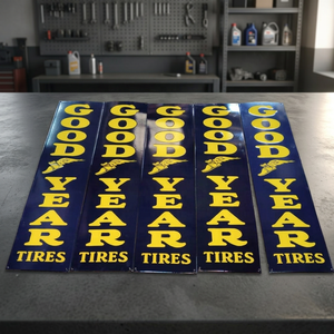 Panneau rectangulaire vintage publicitaire décoratif en émail avec impression numérique personnalisée pour pneus Goodyear NEXHUB - Product Image 5