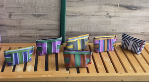 Customised Premium Striped Recycled Nylon Makeup Pouch Durable Zippered Top <b>Travel</b> Quality Cosmetic Case <b>Organiser</b> Bag - Product Image 4