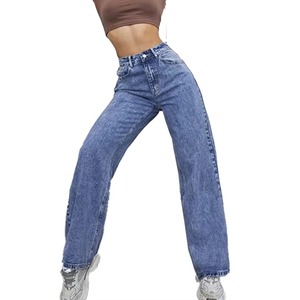 Jeans Cargo de Pierna Ancha con Múltiples Bolsillos Estilo Hip Hop, Cintura Media, Ajuste Regular, Vaqueros Holgados de Mezclilla para Mujer, con Agujeros Tejidos para Lavado - Product Image 3