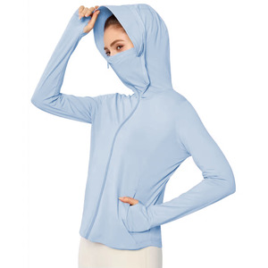 Veste à capuche légère à manches longues pour femme, anti-neige, protection solaire UPF 50+, avec masque intégré, idéale pour l'escalade, le camping, la randonnée et la course à pied. - Product Image 1