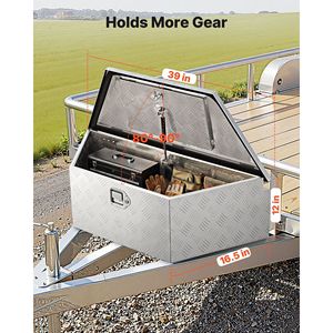 Heavy Duty 39\" X 16.5\" X 12\" Aluminum Trailer Tongue <b>Tool</b> <b>Box</b> New Heavy Duty Storage Organizer with Lock Keys Utilit - Product Image 2