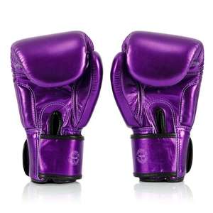 นวมชกมวย Fairtex สีม่วง หนังแท้ 100% แบบติดตีนตุ๊กแก สำหรับคิกบ็อกซิ่ง  ป้องกันการลื่น  จับกระชับมือ  ผลิตตามสั่ง - Product Image 3