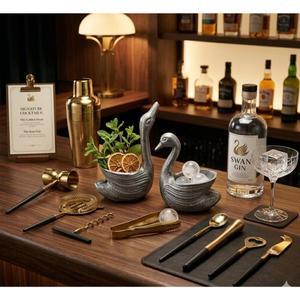 Juego de Herramientas de Bar Premium con Mango Recubierto de Polvo Negro, Acero Inoxidable 304, Recubrimiento PVD Dorado, Juego de Bar de Lujo, Coctelera - Product Image 1