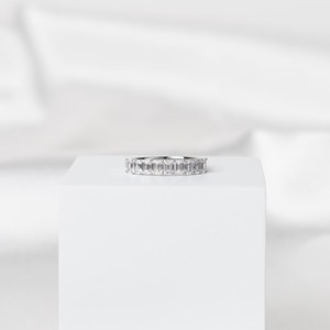 1.45 Carat Emerald Cut Lab Grown Diamond Half Eternity Band in 14K Gold Minimalist <b>Stacking</b> <b>Ring</b> Anniversary Wedding - Product Image 6