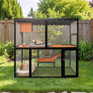 Enclos pour chat en bois à 4 niveaux, intérieur/extérieur, grande capacité, pour plusieurs chats, avec passage, mobilier pour animaux de compagnie - Product Image 3