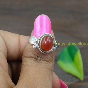 แหวนพลอยคาร์เนเลียนสีแดงธรรมชาติ แหวนพลอยสีแดง แหวนเงินแท้ 925 แหวนทำมือ แหวนแต่งงาน แหวนหมั้น เครื่องประดับคาร์เนเลียน - Product Image 5