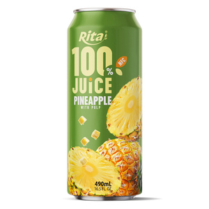 Jus d'ananas 100% pur avec pulpe, canette de 500 ml, meilleur jus de fruits tropicaux, purée, fabricant de boissons, boissons du Vietnam, OEM ODM - Product Image 1