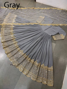 Traditional Indian Style Georgette Embroidery <b>Work</b> Anarkali Long Gown with Designer Dupatta for Women Wedding Wear Ready To Wear - Product Image 3