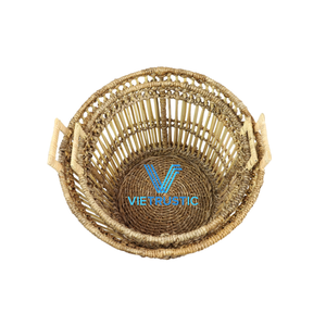 Cesta de Almacenamiento Redonda de Bambú y Ratán, Rústica, Ecológica, Tejida a Mano, Organizador para Soluciones de Almacenamiento del Hogar - Product Image 4