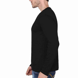 Men's <b>Long</b> Sleeve O-Neck <b>T</b>-<b>Shirt</b> Regular Fit <b>T</b> <b>Shirt</b> Solid <b>Black</b> <b>T</b> <b>Shirt</b> Casual Knitted 100% Cotton Plain Dyed Style <b>T</b> <b>Shirt</b> - Product Image 3